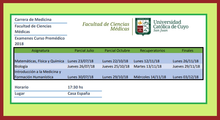 fechas premedico